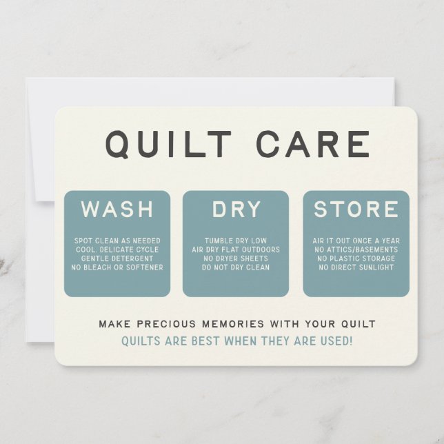 Quilt Care Card - Vintage Blue Design (Front)