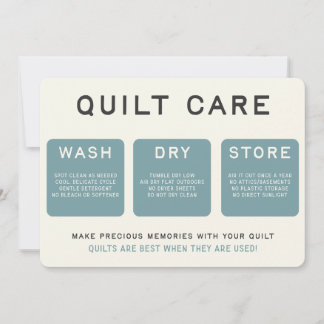 Quilt Care Card - Vintage Blue Design