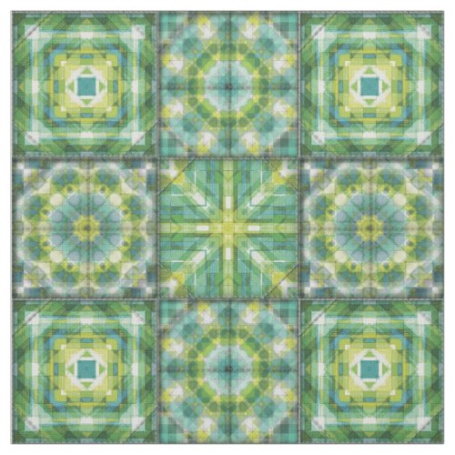 Quilt cheater in green tones fabric