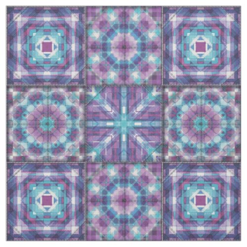 Quilt cheater panel in purple and blue tones fabric