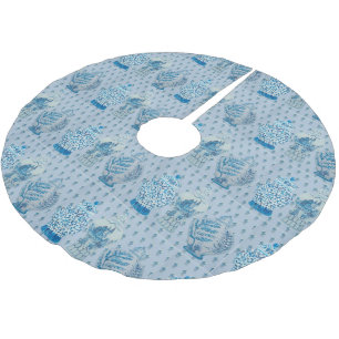 Quilt Chinoiserie Ginger Jar   Brushed Polyester Tree Skirt