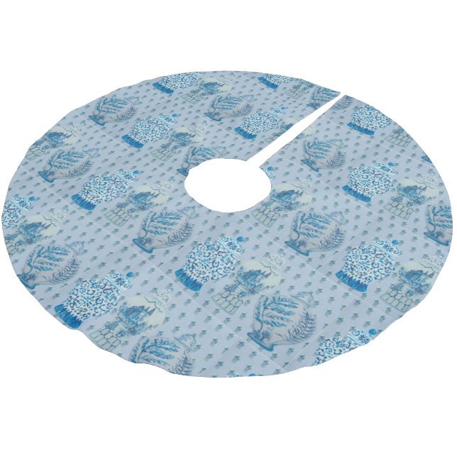 Quilt Chinoiserie Ginger Jar   Brushed Polyester Tree Skirt (Angled)