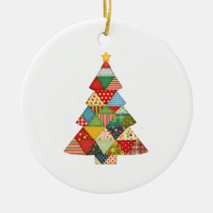 Quilt Christmas Tree Festive Quilt Lovers  Ceramic Ornament