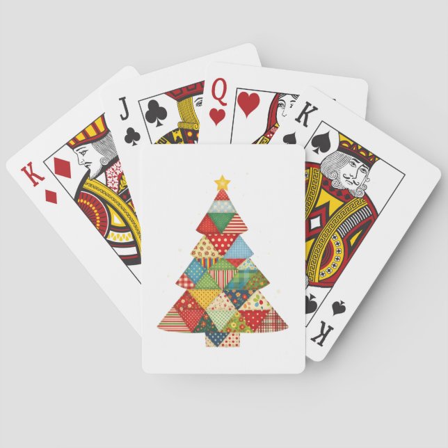 Quilt Christmas Tree Festive Quilt Lovers  Poker Cards (Back)