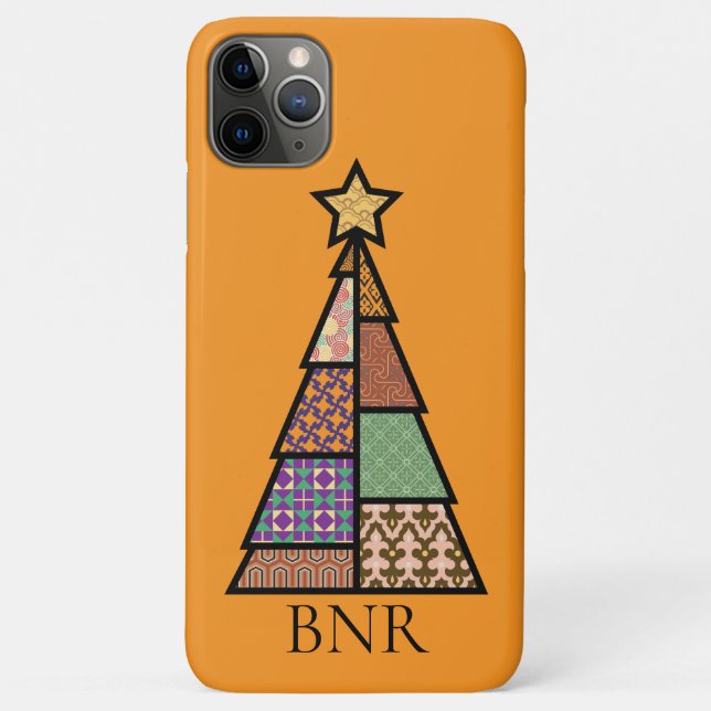 Quilt Christmas Tree with Monogram iPhone Case (Back)