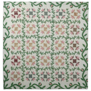 Quilt cover in pink and green cloth napkin