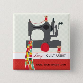 Quilt Craft Artist Name Tag Button by 911business at Zazzle