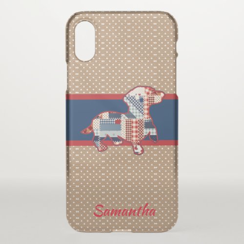 Quilt Dachshund iPhone X Clearly Deflector Case
