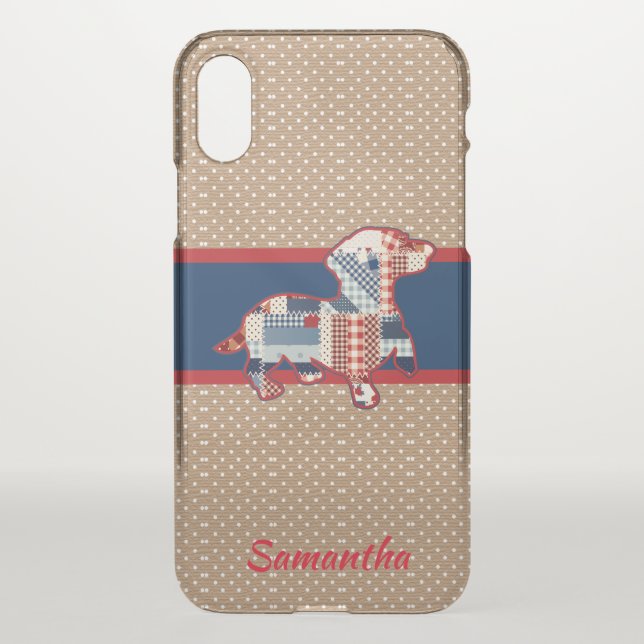 Quilt Dachshund iPhone X Clearly™ Deflector Case (Back)