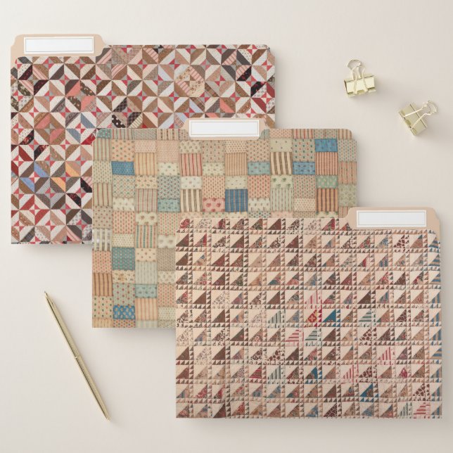Quilt designs in neutral shades file folder (Set)