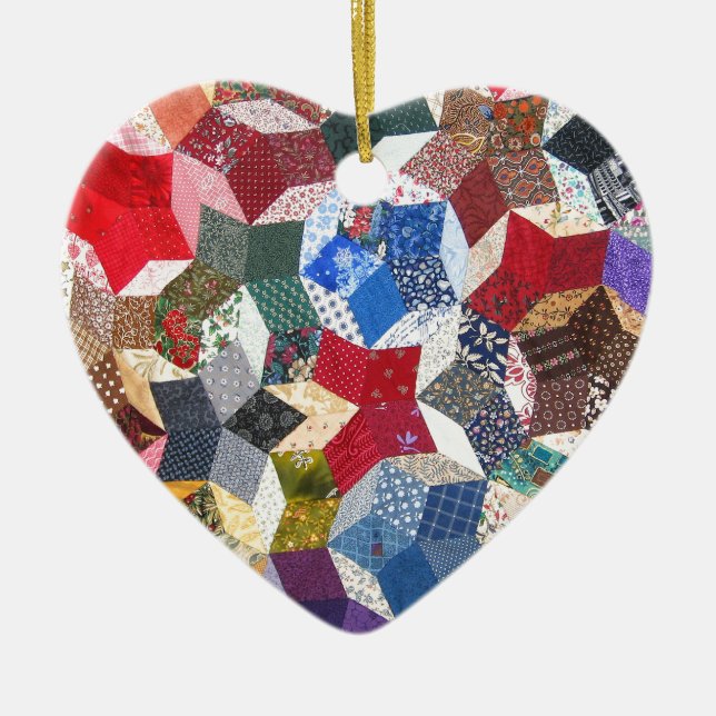Quilt Fabric Ceramic Ornament (Front)