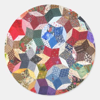Quilt Fabric Classic Round Sticker by The_Everything_Store at Zazzle