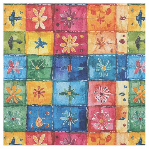 Quilt Floral Pattern-Papel Picado Patchwork Fabric