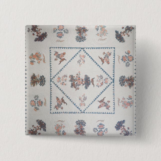 Quilt in 'Broderie Perse', c.1800 (applied, printe Pinback Button (Front)