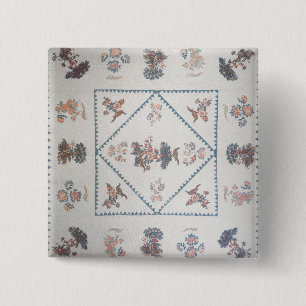 Quilt in 'Broderie Perse', c.1800 (applied, printe Pinback Button