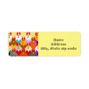 Quilt-Inspired Chickens Label