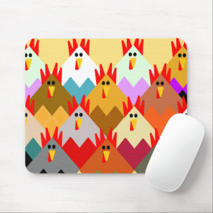 Quilt-Inspired Chickens Mouse Pad