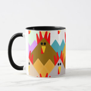 Quilt-Inspired Chickens  Mug