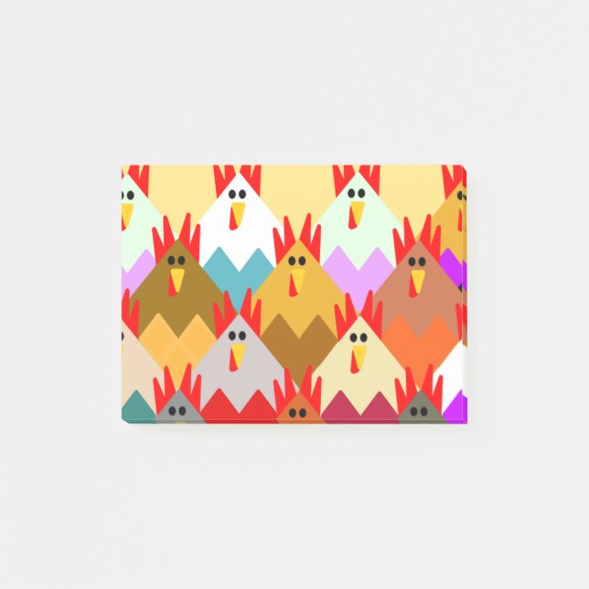Quilt-Inspired Chickens Post-it Notes (Front)