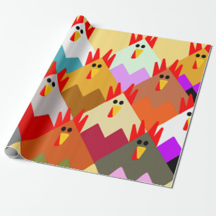 Quilt-Inspired Chickens Wrapping Paper