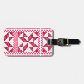 Quilt Look Pink Polka Dots Luggage Tag