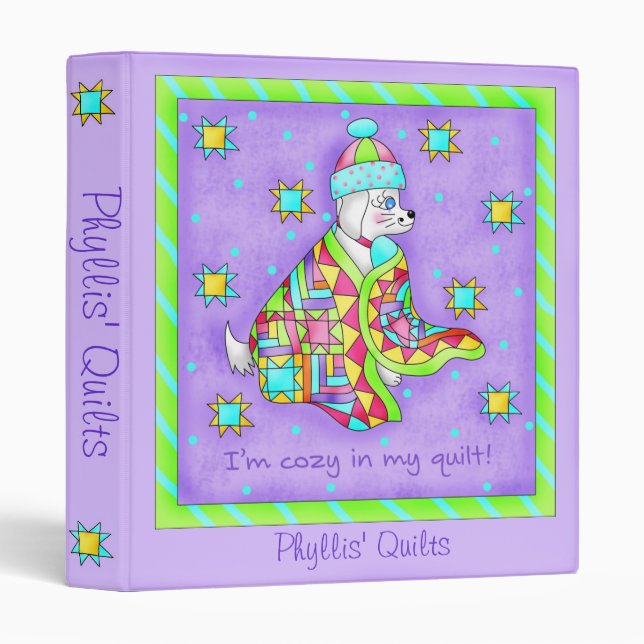 Quilt Lover Dog Album Notebook Binder (Front/Spine)