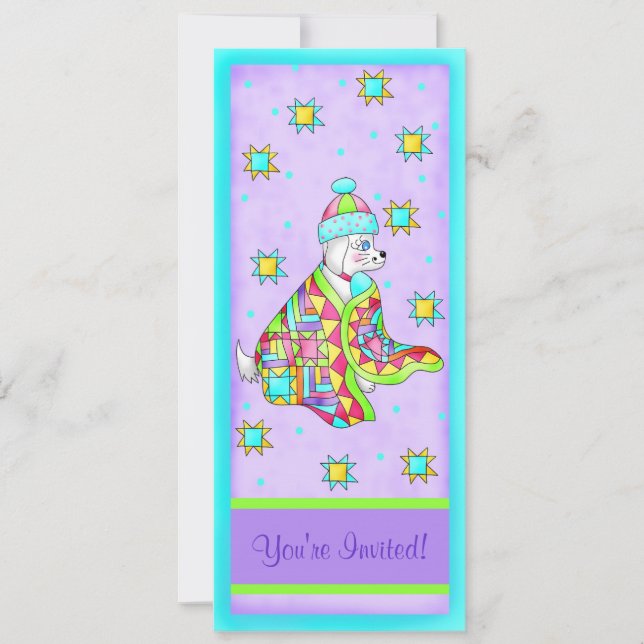 Quilt Lover Dog Invitation, customizable Invitation (Front)