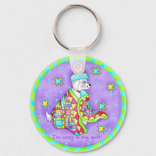 Quilt Lover Dog Keychain (Front)