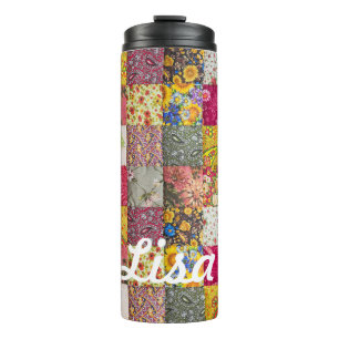 Quilt Monogram Name Colorful Thermal Tumbler