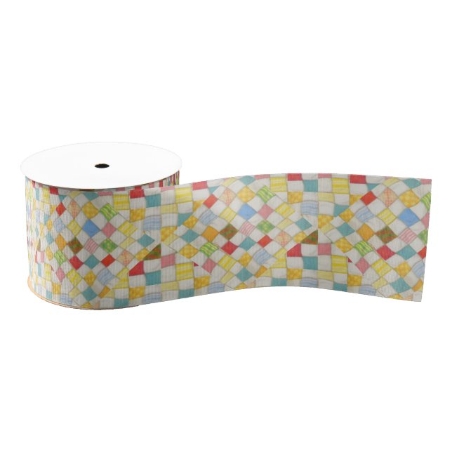 QUILT MOSAIC 3" Wide Grosgrain Ribbon (Spool)