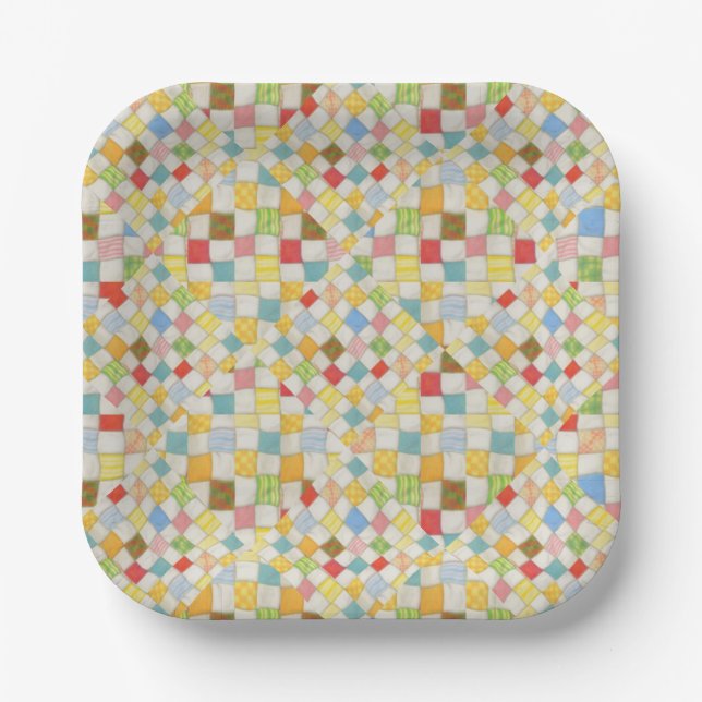 QUILT MOSAIC 7" Square Paper Plates (Front)