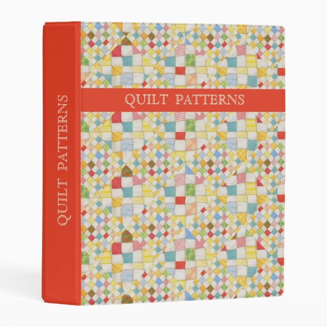 QUILT MOSAIC Mini Binder + Text / Red (Front/Spine)