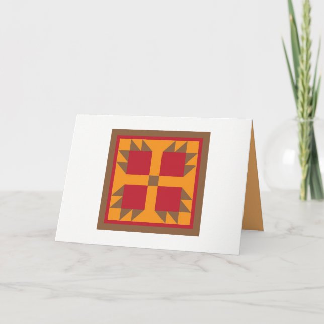 Quilt Note Cards - Bear Paw (red/gold) (Front)