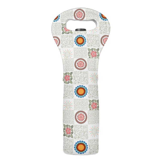 Quilt Patch Pattern Wine Bag (Front)