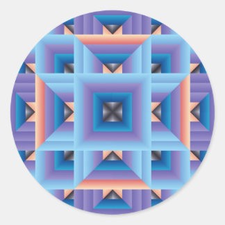 Quilt Pattern 3 in Blue and Purple Classic Round Sticker