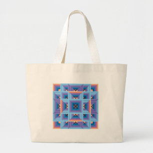 Quilt Pattern 3 in Blue and Purple Large Tote Bag