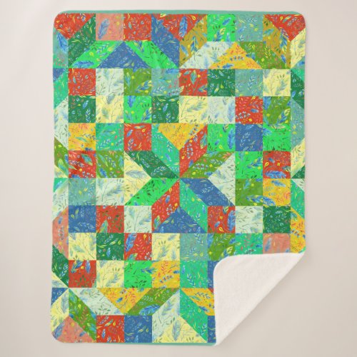 Quilt Pattern Sherpa Blanket