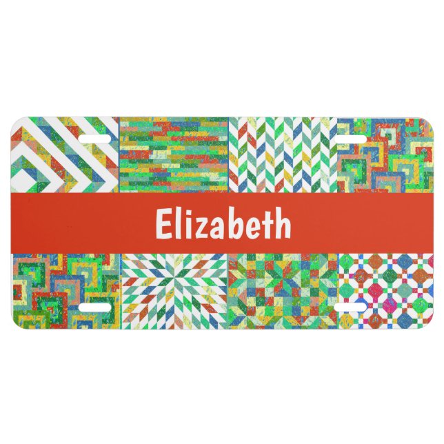 Quilt Personalized License Plate for Wall (Front)