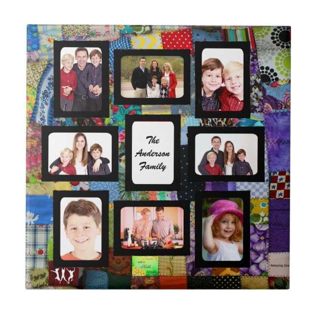 QUILT PHOTO FRAME ADD PHOTOS CERAMIC TILE (Front)