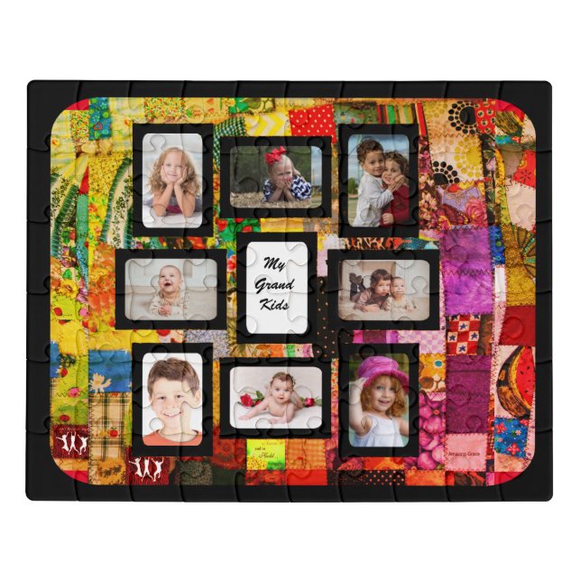 QUILT PHOTO FRAME--ADD PHOTOS JIGSAW PUZZLE (Puzzle Horizontal)