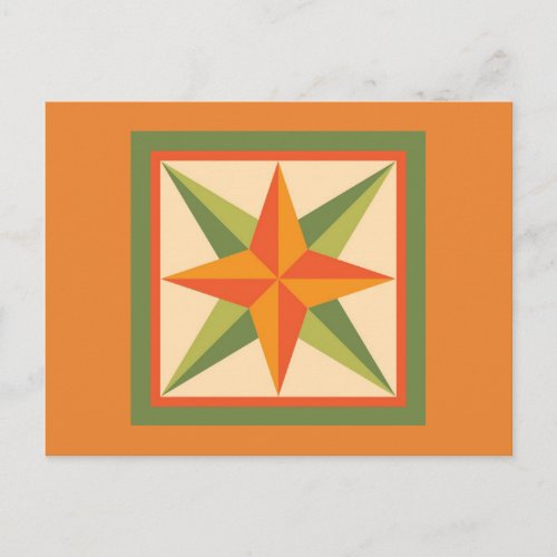 Quilt Postcard _ Beveled Star orangegreen