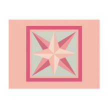 Quilt Postcard - Beveled Star (pink/grey)
