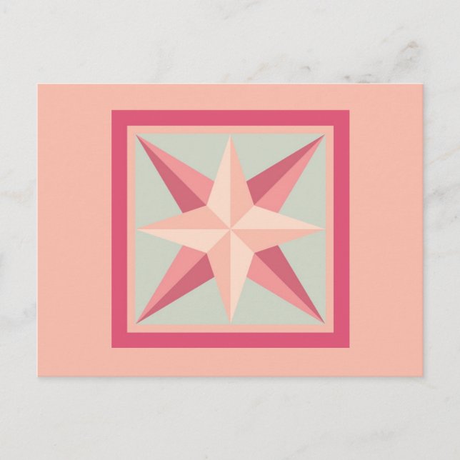 Quilt Postcard - Beveled Star (pink/grey) (Front)