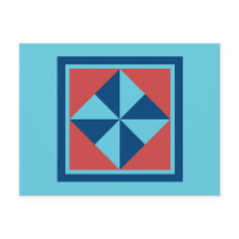 Quilt Postcard - Pinwheel (navy/red)
