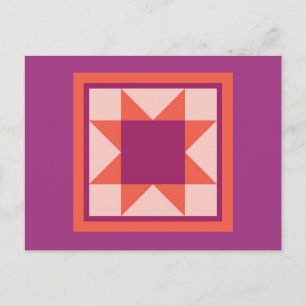 Quilt Postcards - Sawtooth Star (pink/orange)