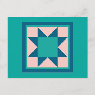 Quilt Postcards - Sawtooth Star (teal/blue)