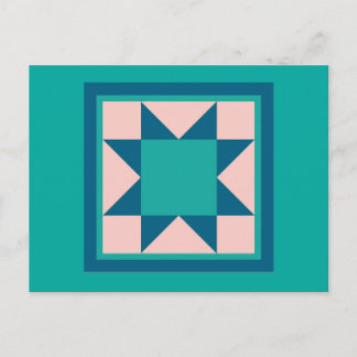 Quilt Postcards - Sawtooth Star (teal/blue)