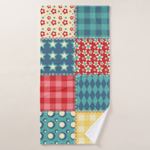Quilt seamless pattern. Vintage patchwork backgrou Bath Towel