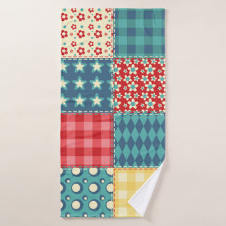 Quilt seamless pattern. Vintage patchwork backgrou Bath Towel