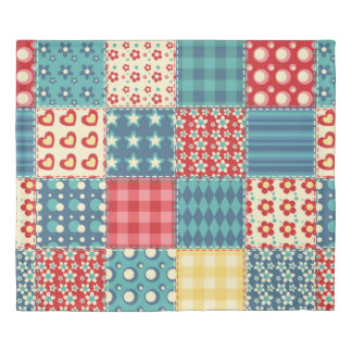 Quilt seamless pattern. Vintage patchwork backgrou Duvet Cover